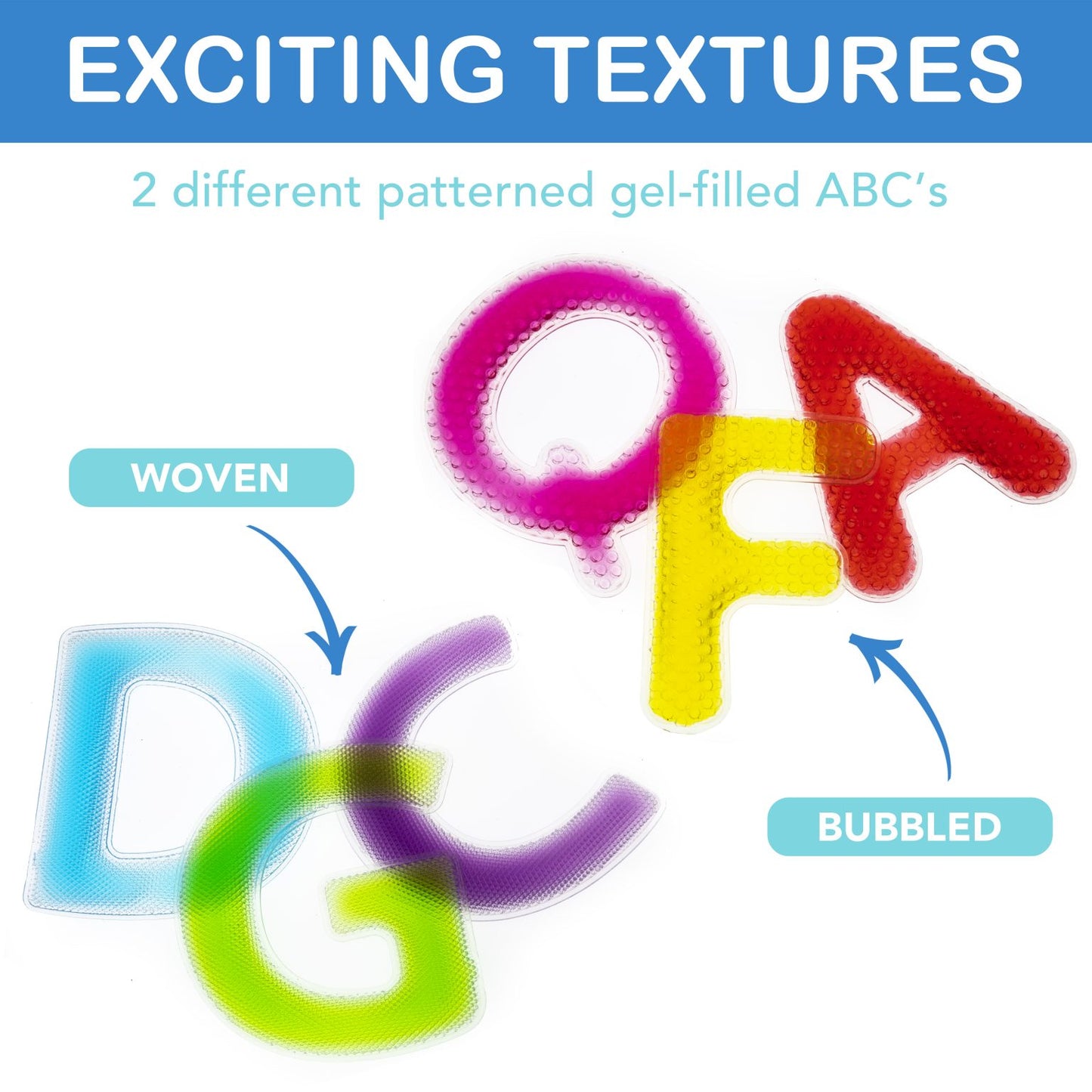 Alphabet textured squidgy shapes