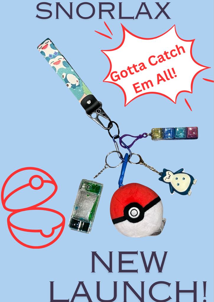 Pokemon Snorlax fidgets with key strap