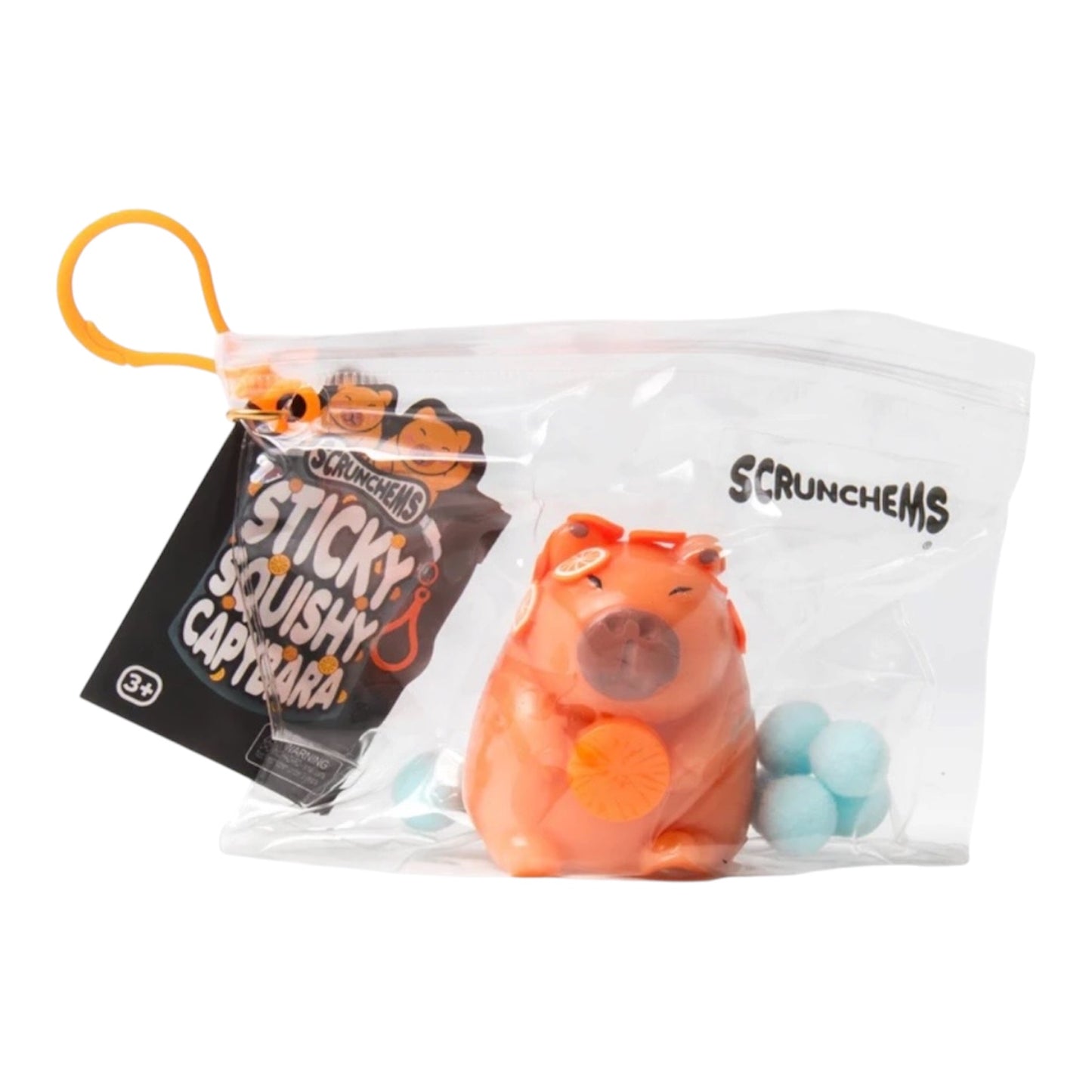 Scrunchems squishy capybara with clip pouch