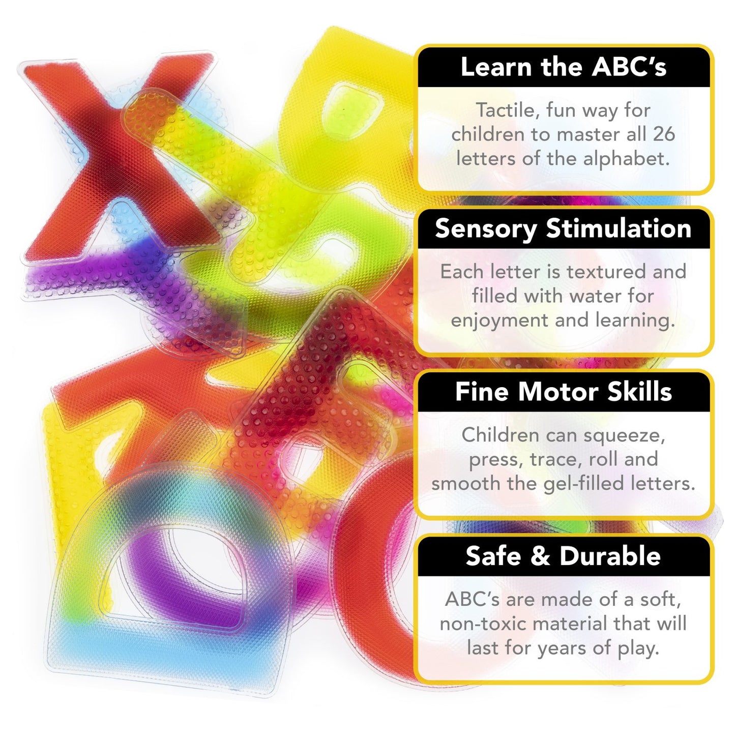 Alphabet textured squidgy shapes