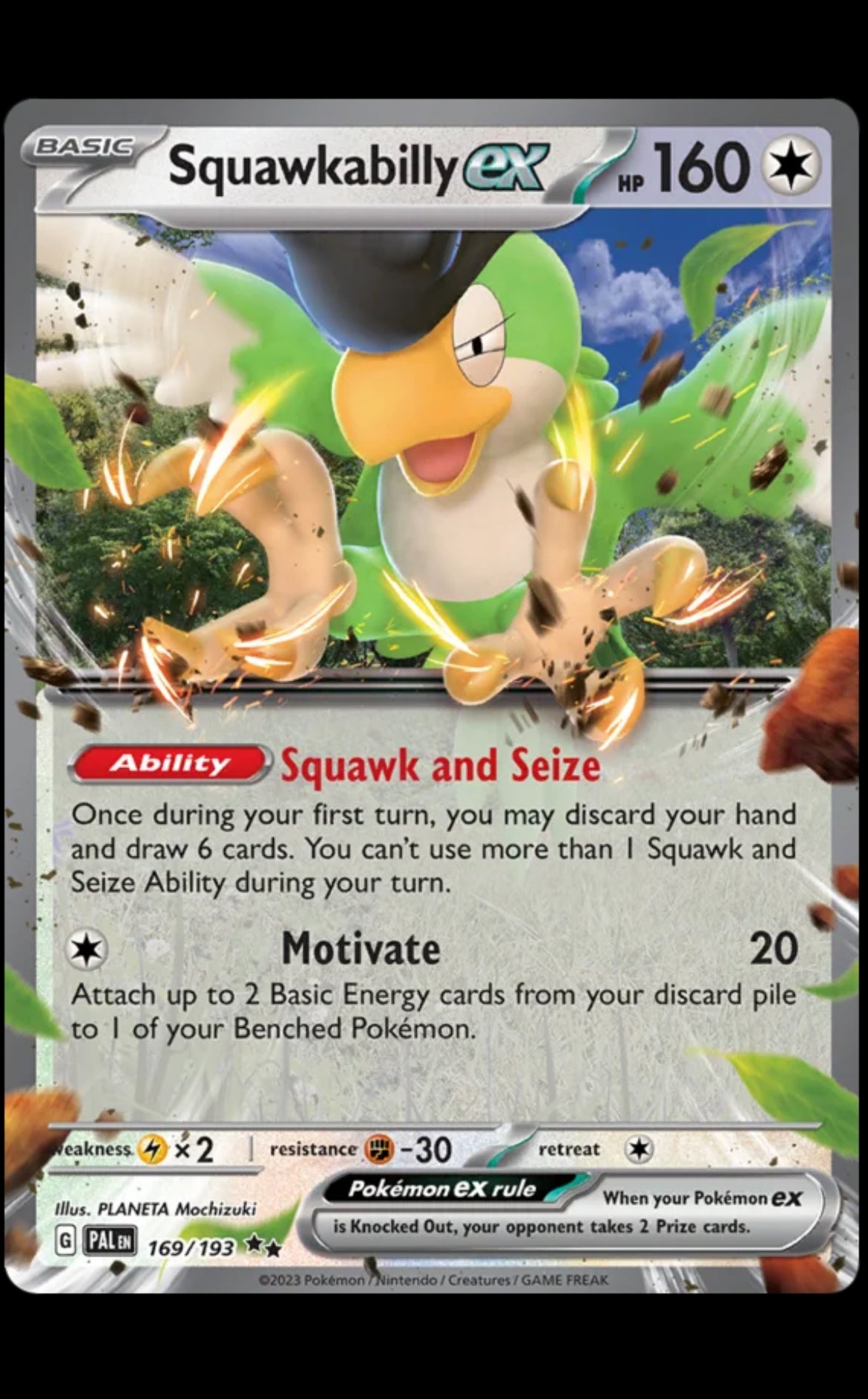 Pokémon Paldea evolved Squawkabilly EX 169/193 PAL
