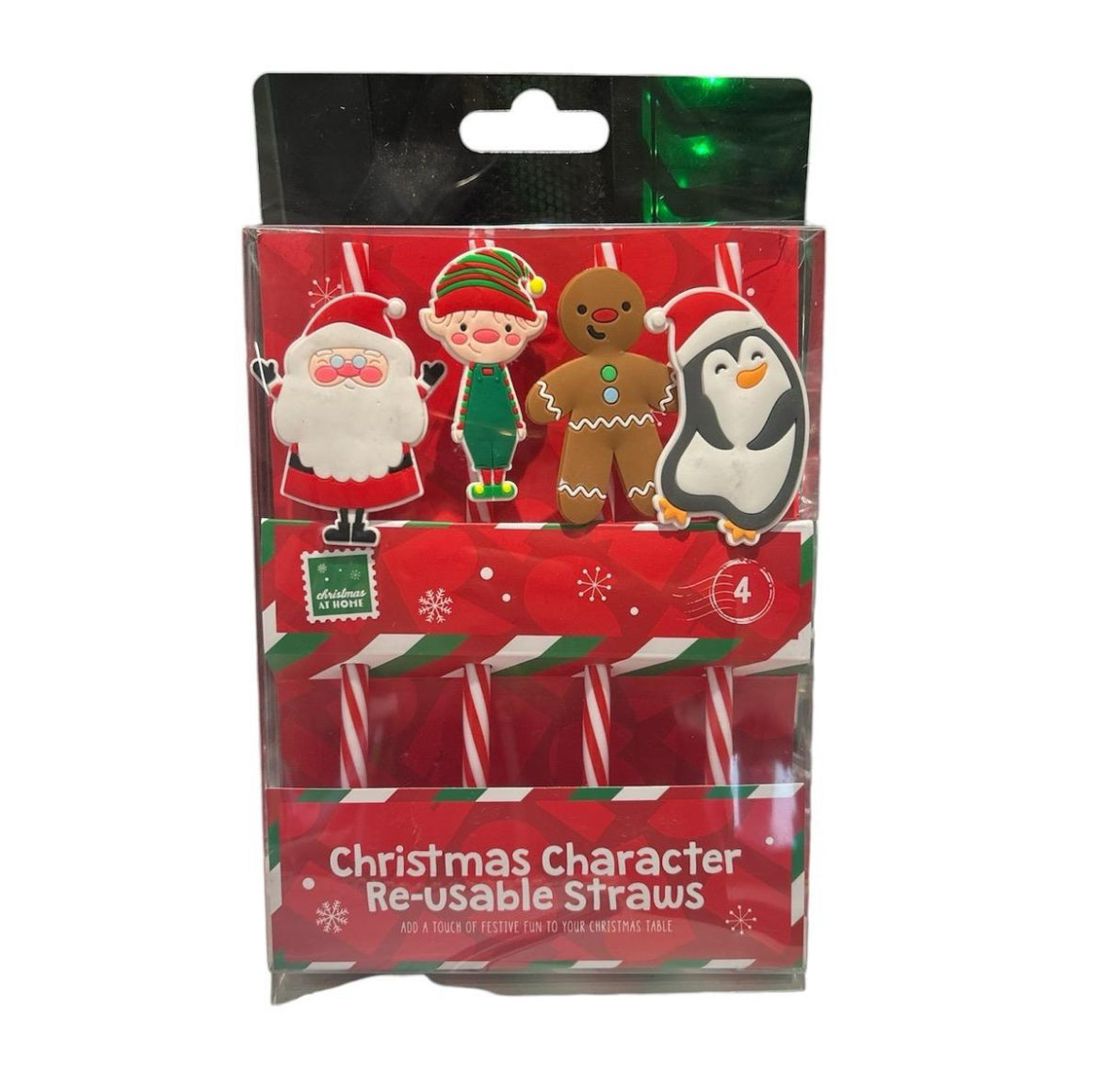 Christmas reusable straw 4 pack