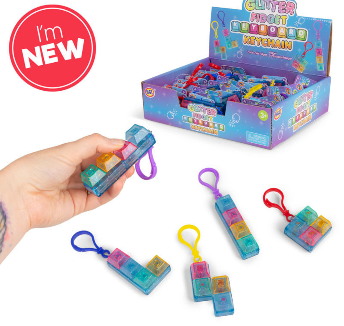 Glitter clicker keychain