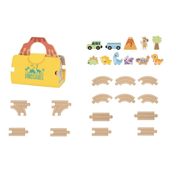 Dinosaur wooden train set