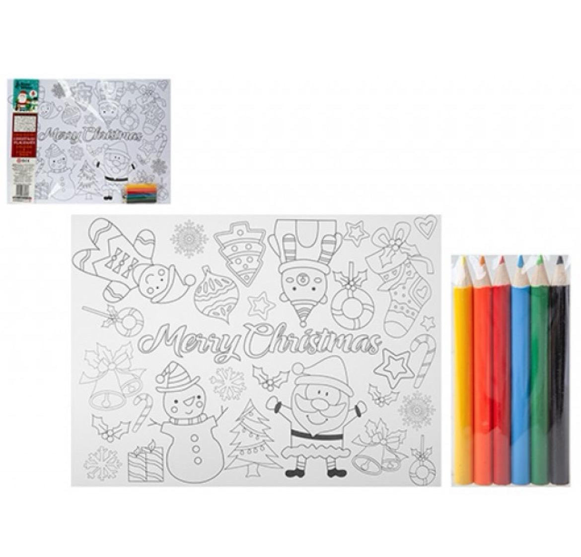 Christmas colour your own placements 6 pack