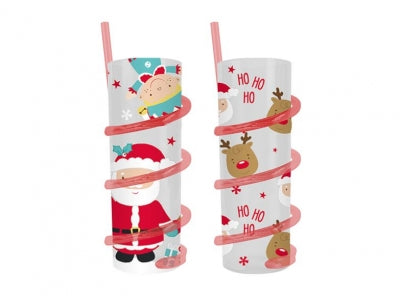 Christmas tumbler with spiral straw