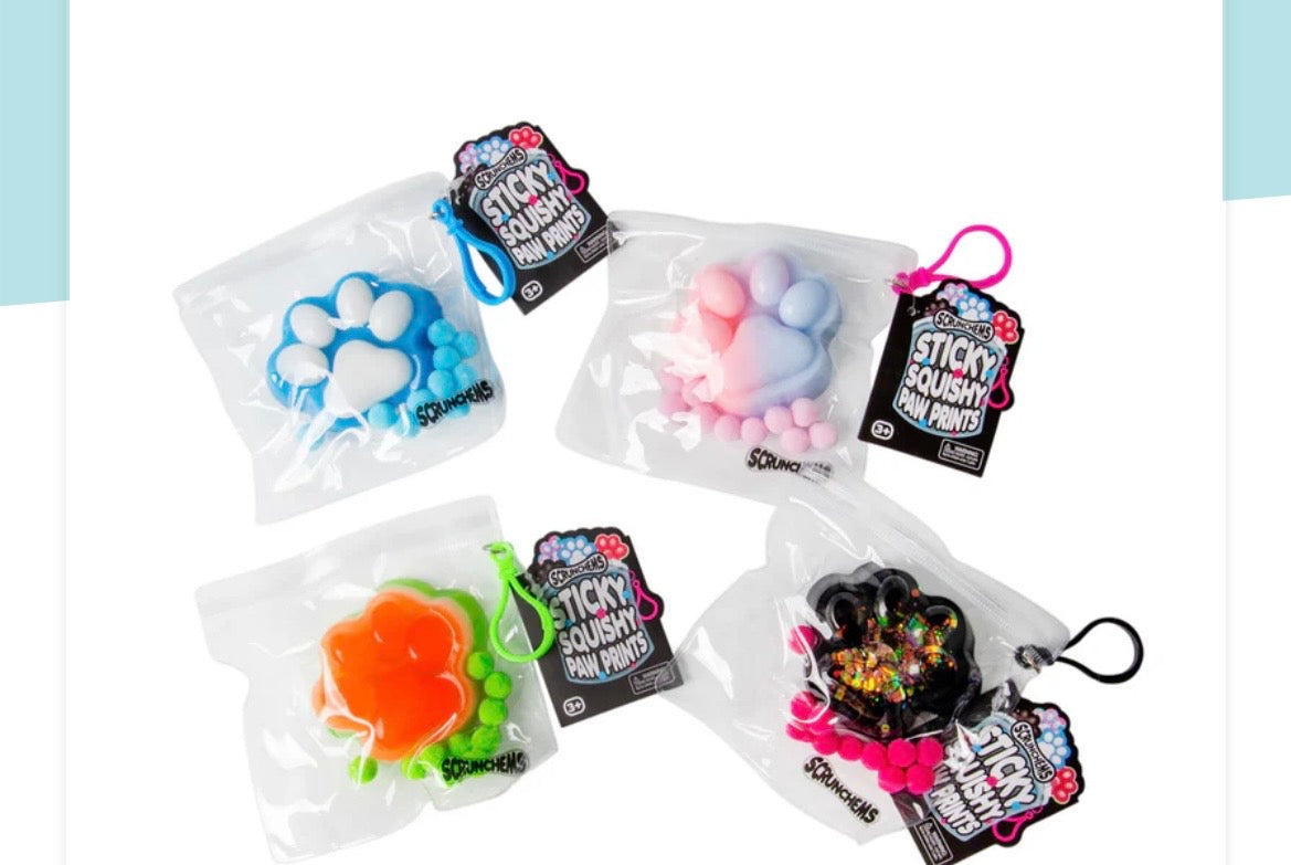 Scrunchems squishy cat paw in pouch with clip