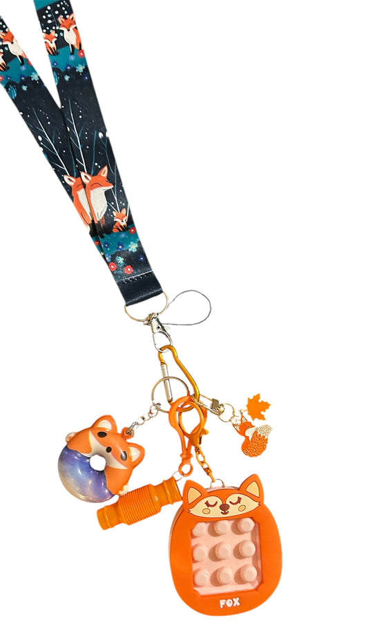 Fox fidgets with lanyard