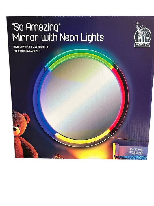 So amazing round neon light mirror