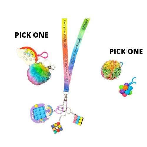 Rainbow fidgets lanyard