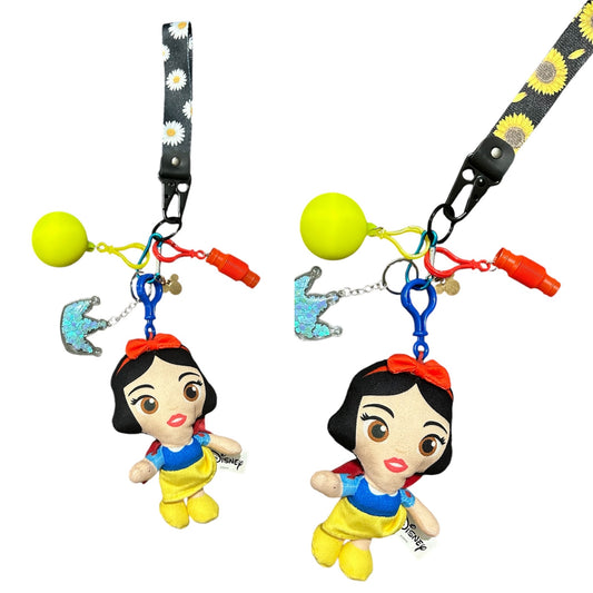 Snow White fidgets with key strap