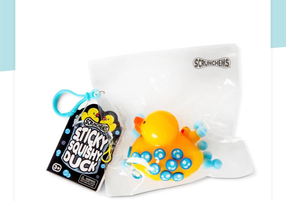 Scrunchems squishy duck in clip pouch