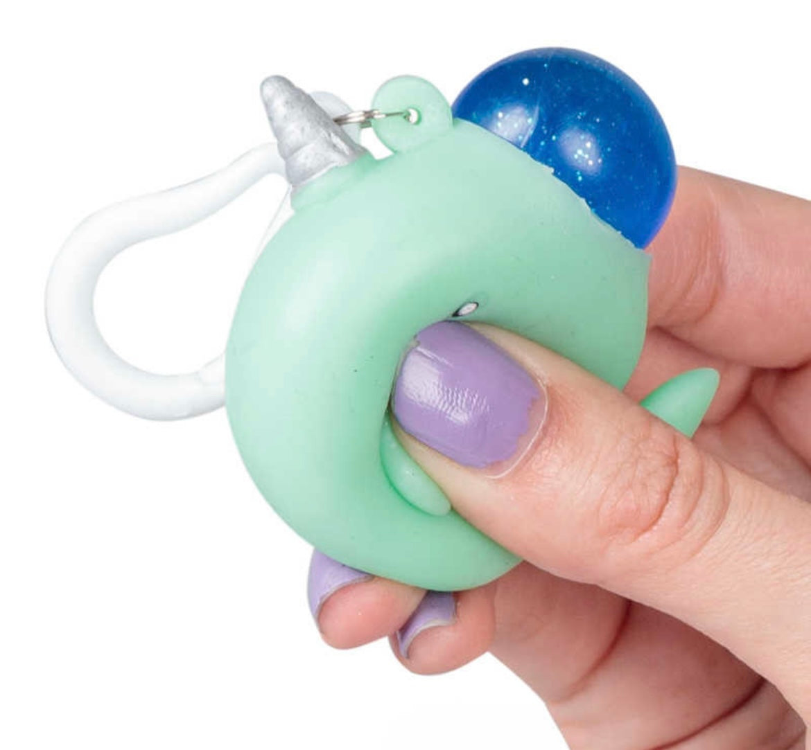 Fidget narwhal squish key clip