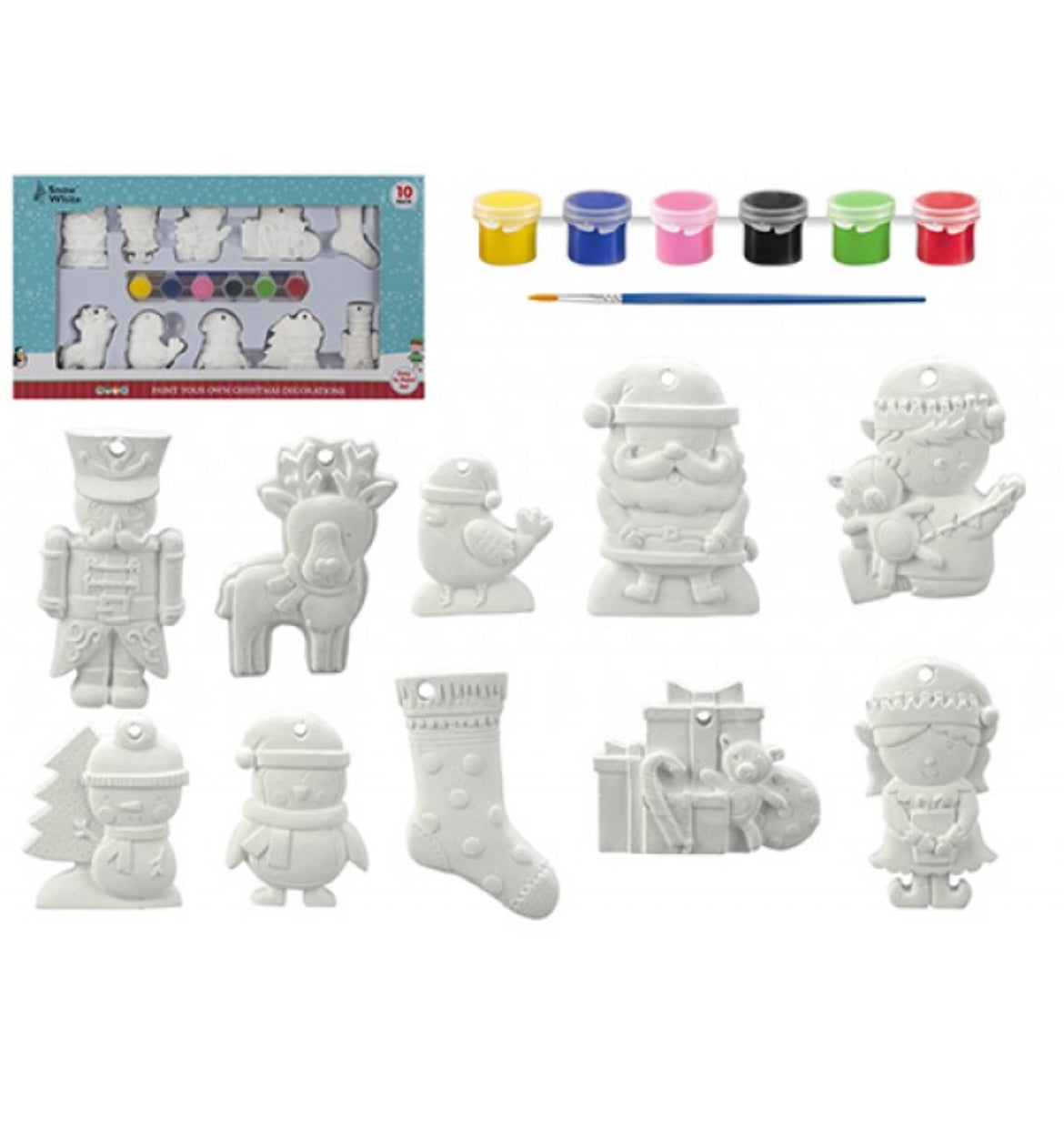 Christmas paint your own decorations 10 pack