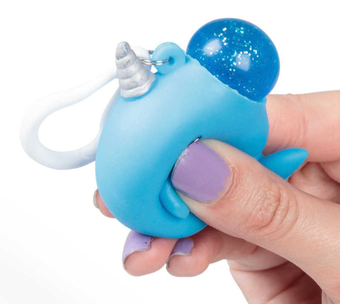 Fidget narwhal squish key clip