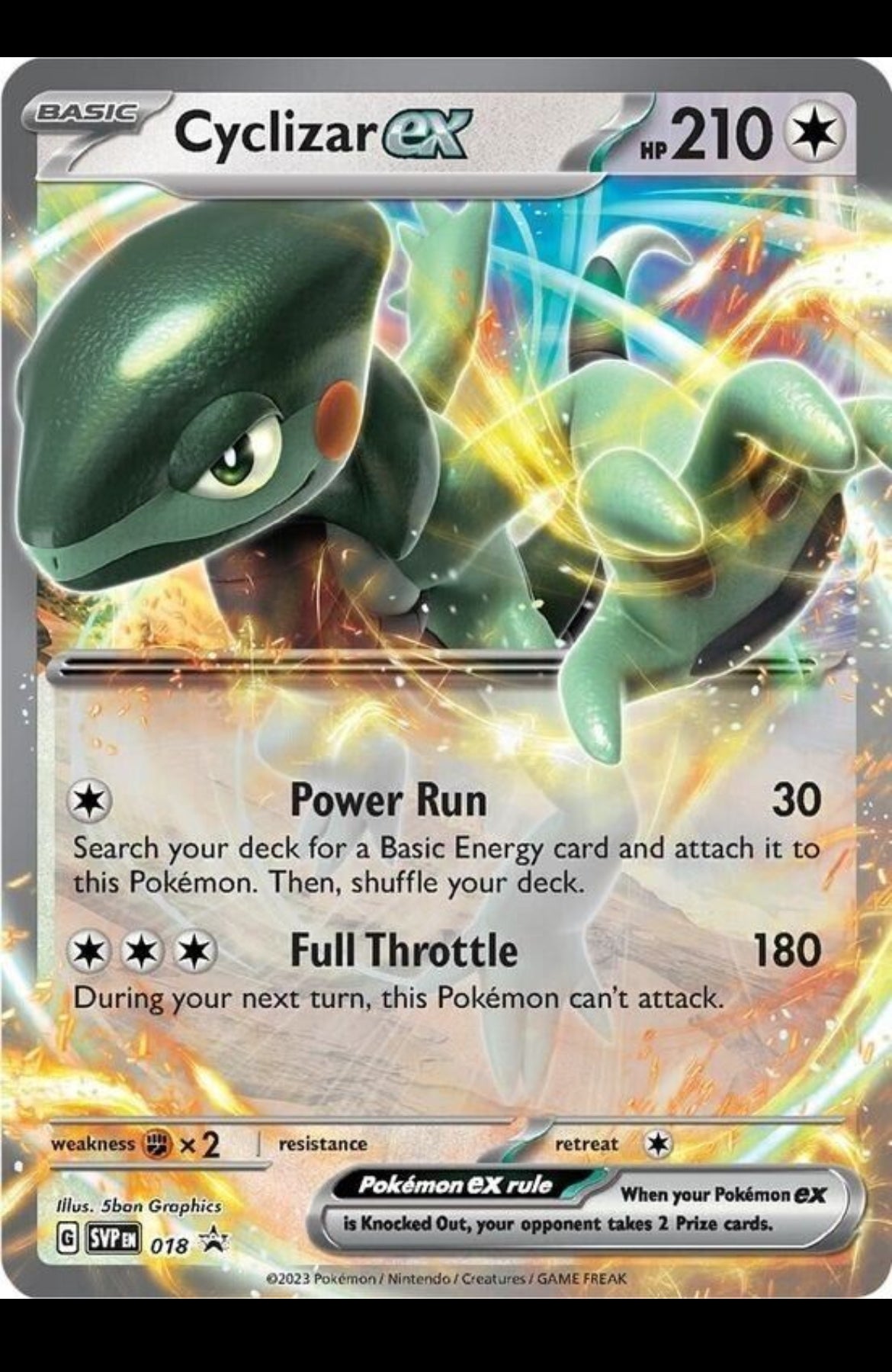 Pokémon Cyclizar EX black star promo card SVP 018 & Cosmic holo rotom