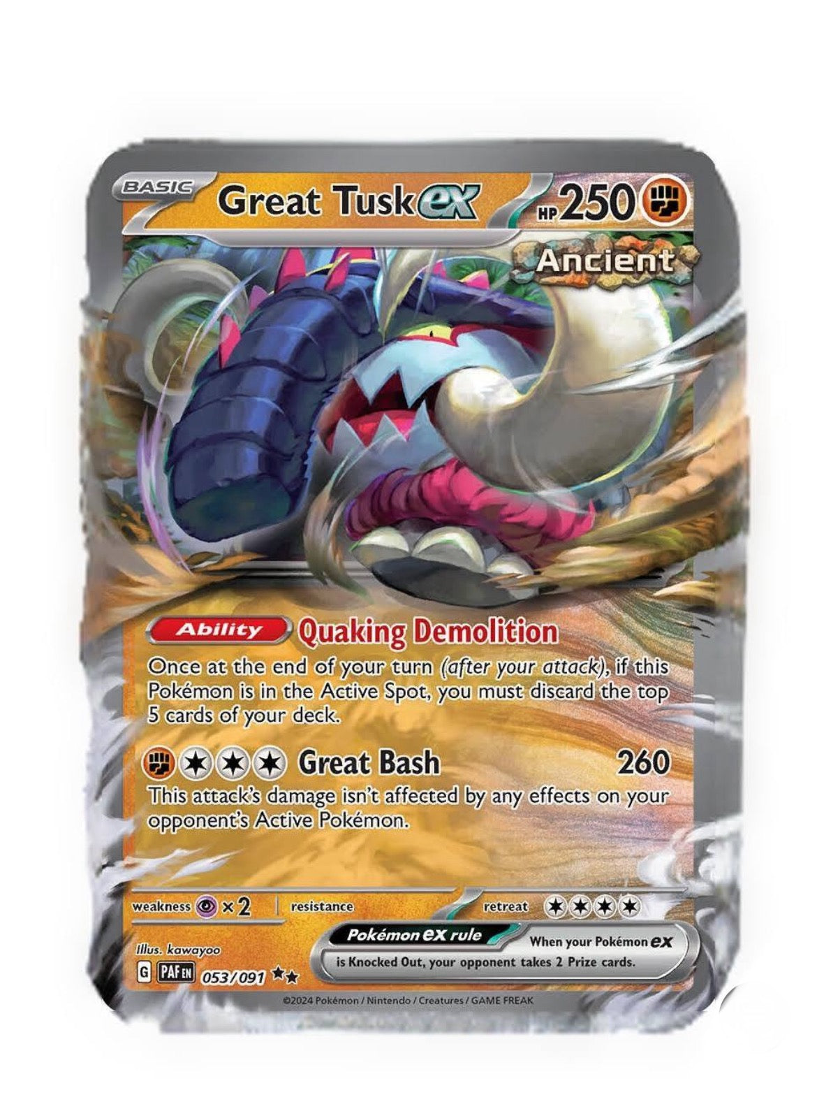 Pokémon Paldean fates great tusk EX PAF 053/091