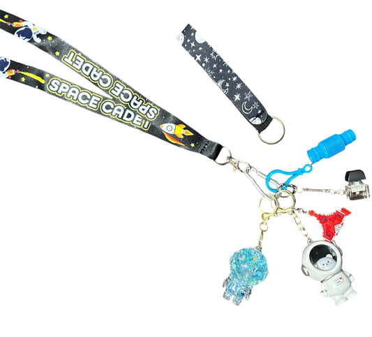 Space fidgets with key strap and lanyard