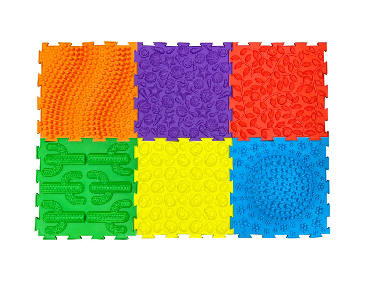 Bright colours textured puzzle floor tiles