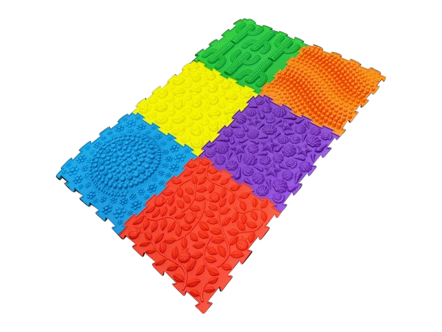 Bright colours textured puzzle floor tiles