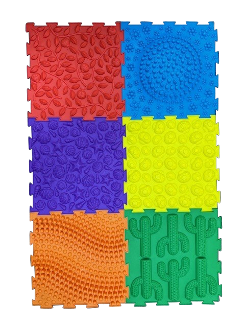 Bright colours textured puzzle floor tiles