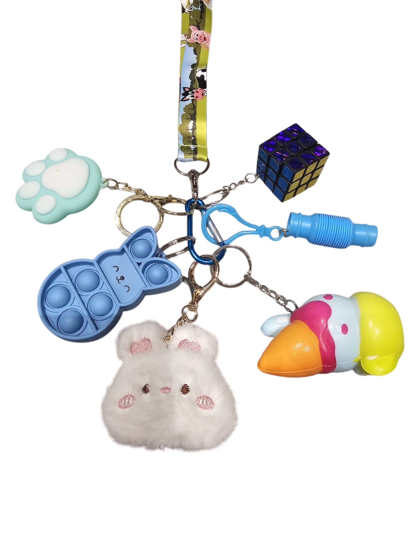 Bunny fidgets with lanyard