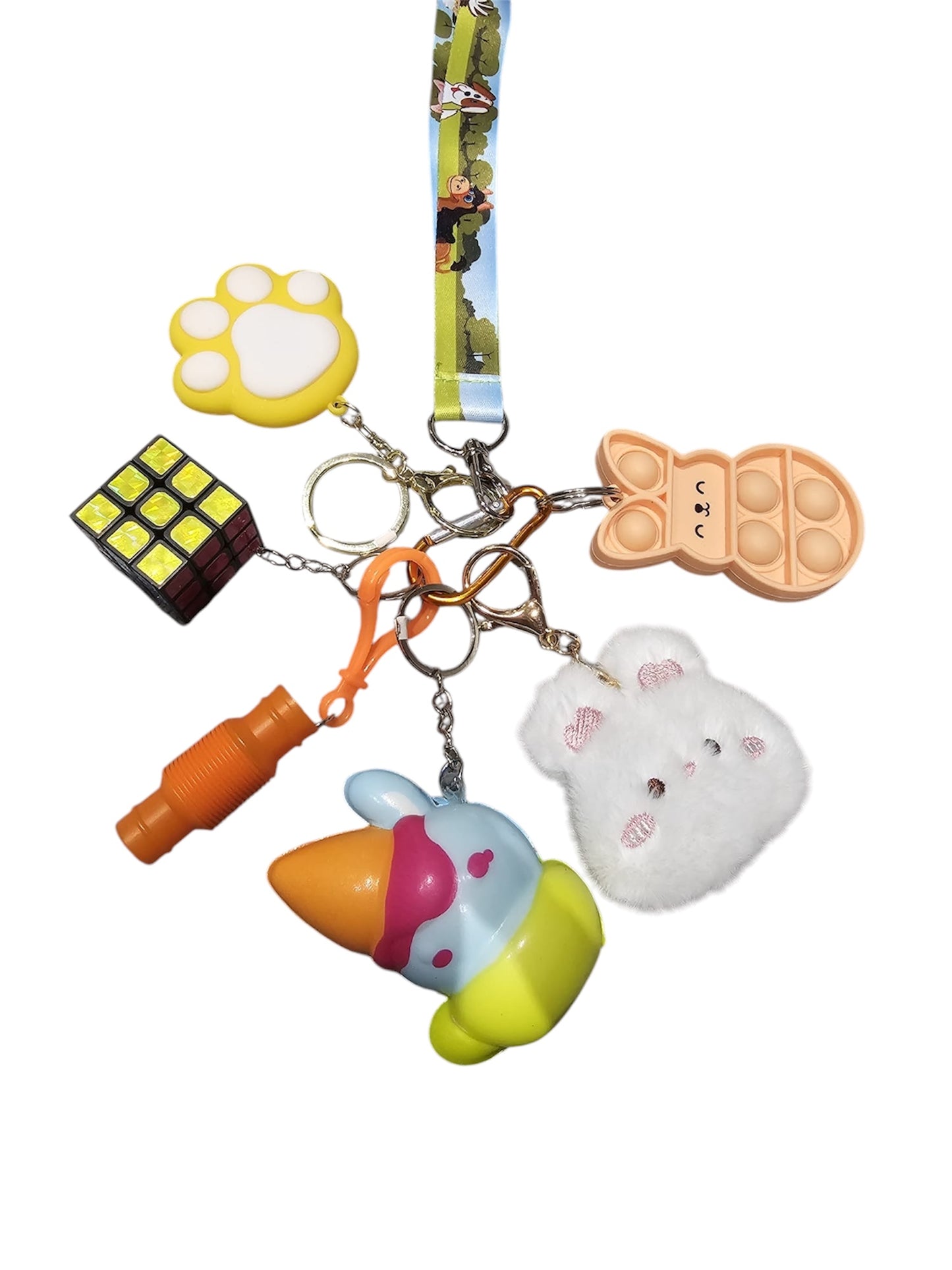 Bunny fidgets with lanyard
