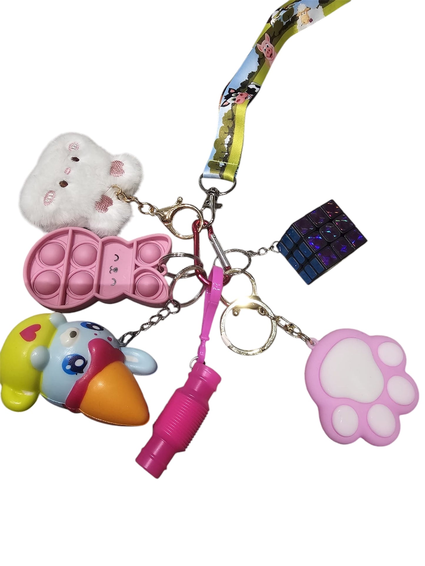 Bunny fidgets with lanyard