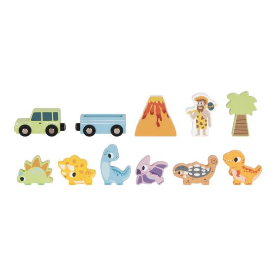 Dinosaur wooden train set