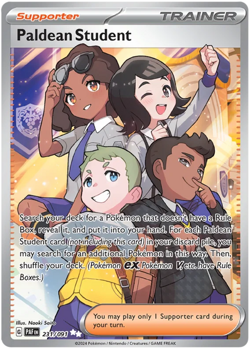 Pokémon Paldean fates Paldean student PAF 231/091 FULL ART CARD