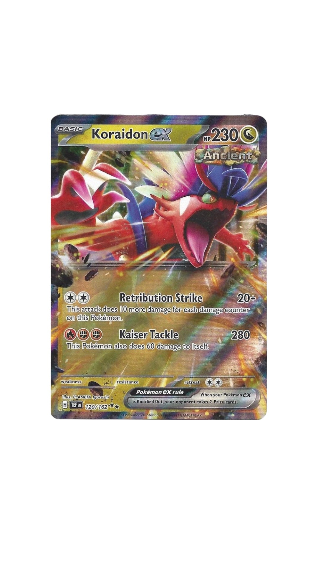 Pokémon Koraidon EX single card 120/162 TEF