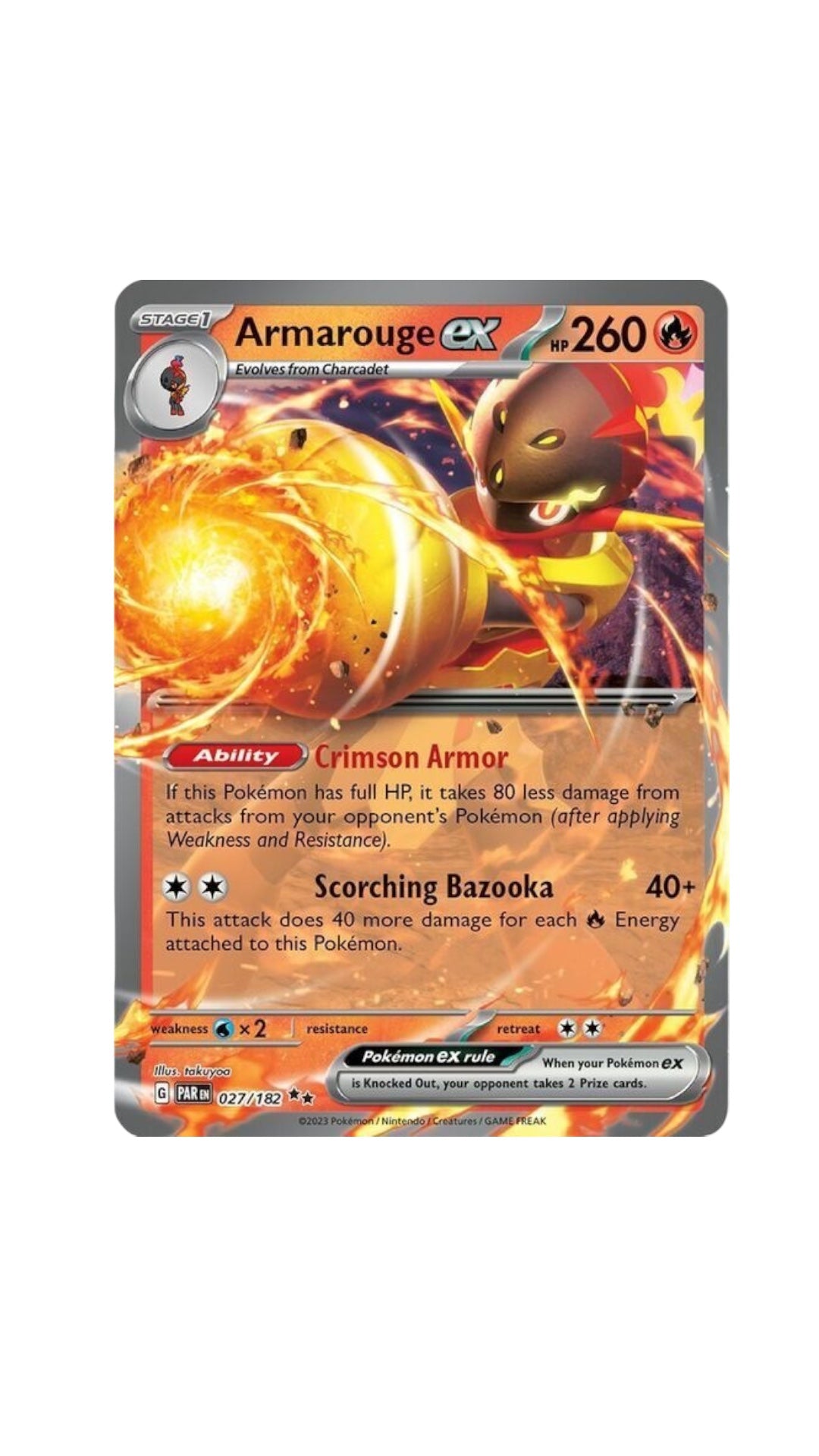 Pokémon Armarouge EX single card 027/182 PAR