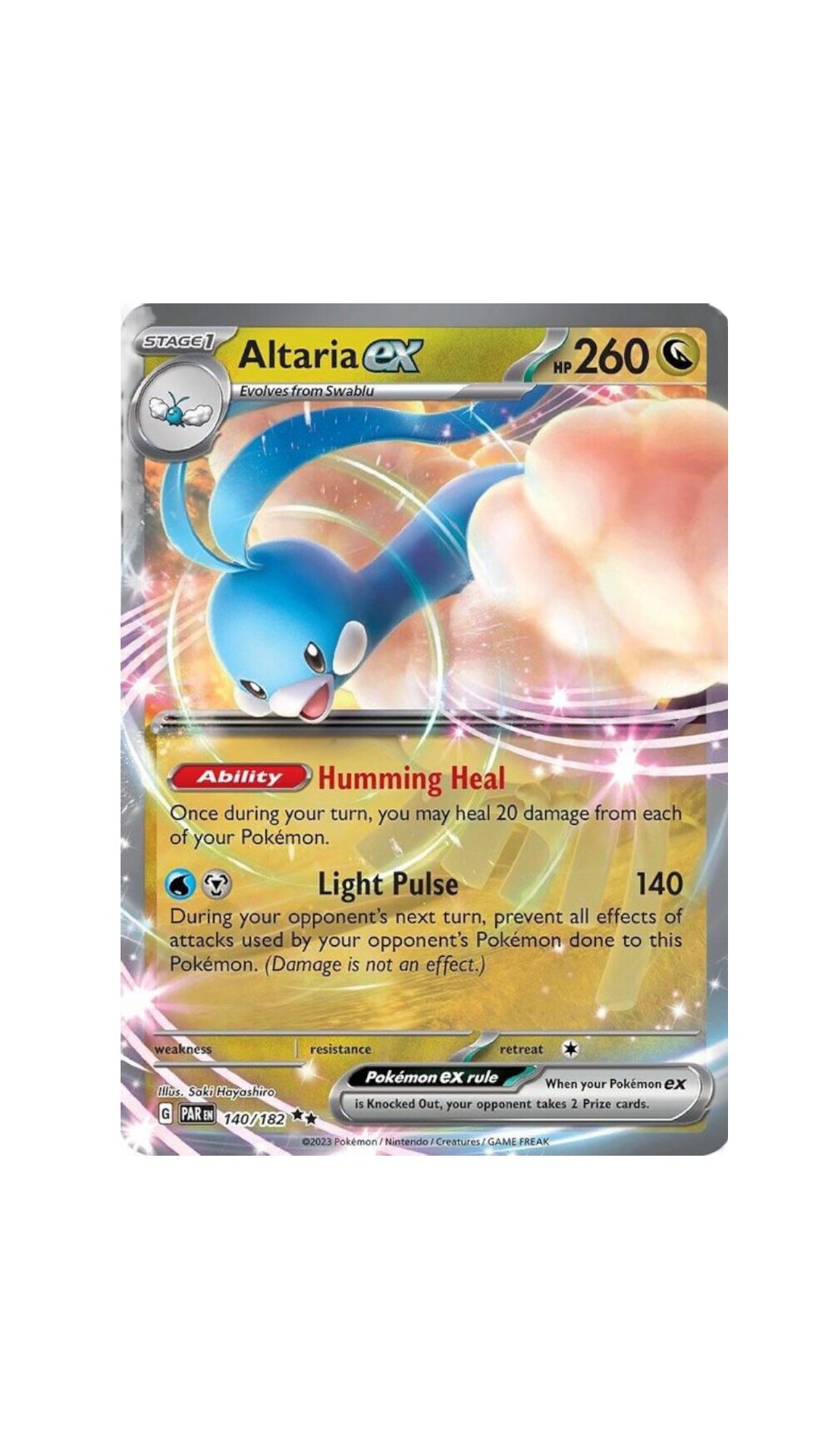 Pokémon Altaria EX single card 140/182 PAR