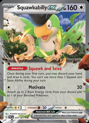 Pokémon Paldean fates Squawkabilly EX 075/091 PAF