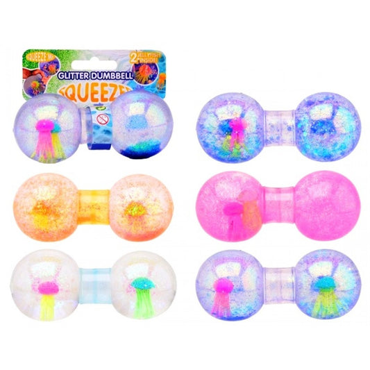 Dumbbell jellyfish glitter fidget ASSORTED colour