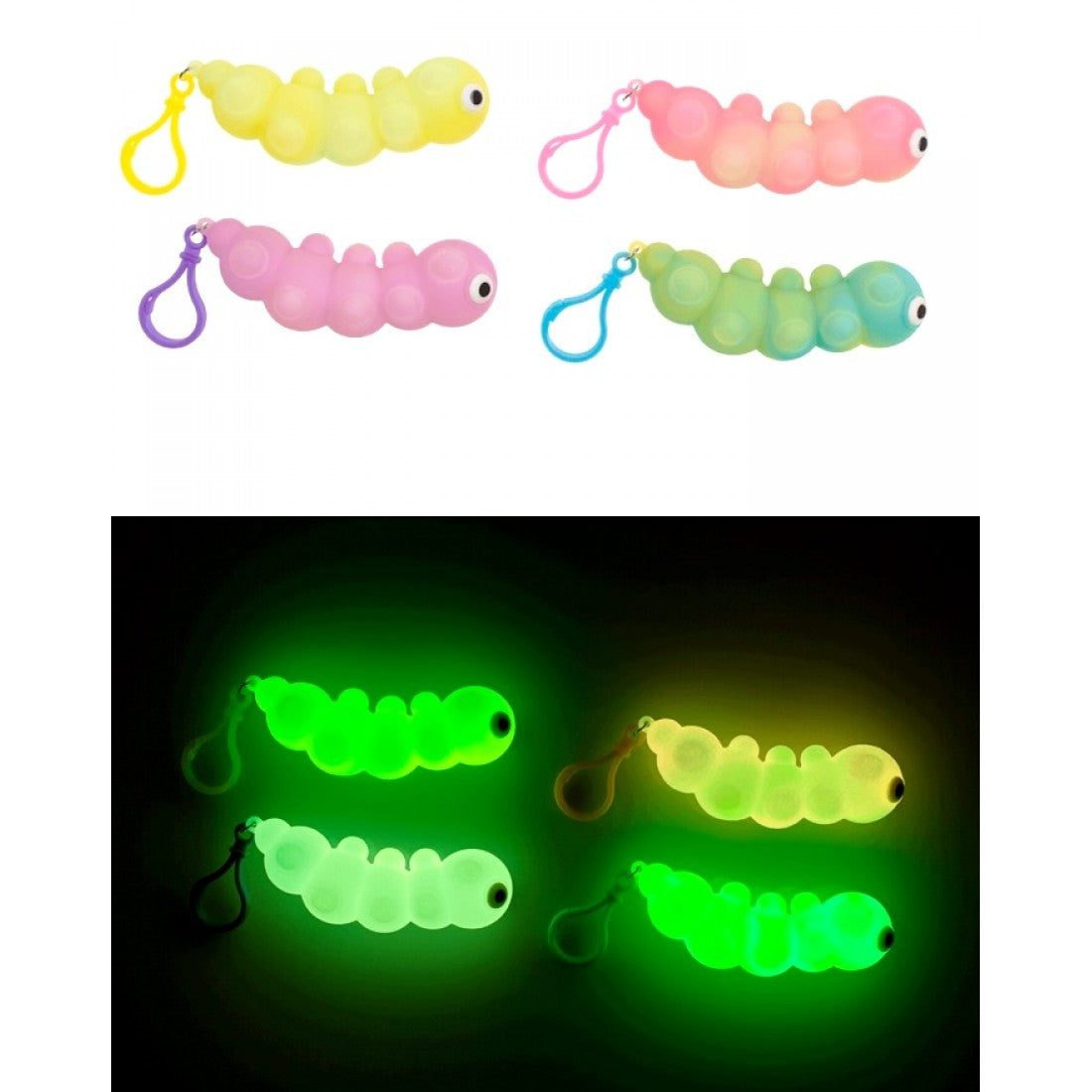 Glow in dark worm with key clip