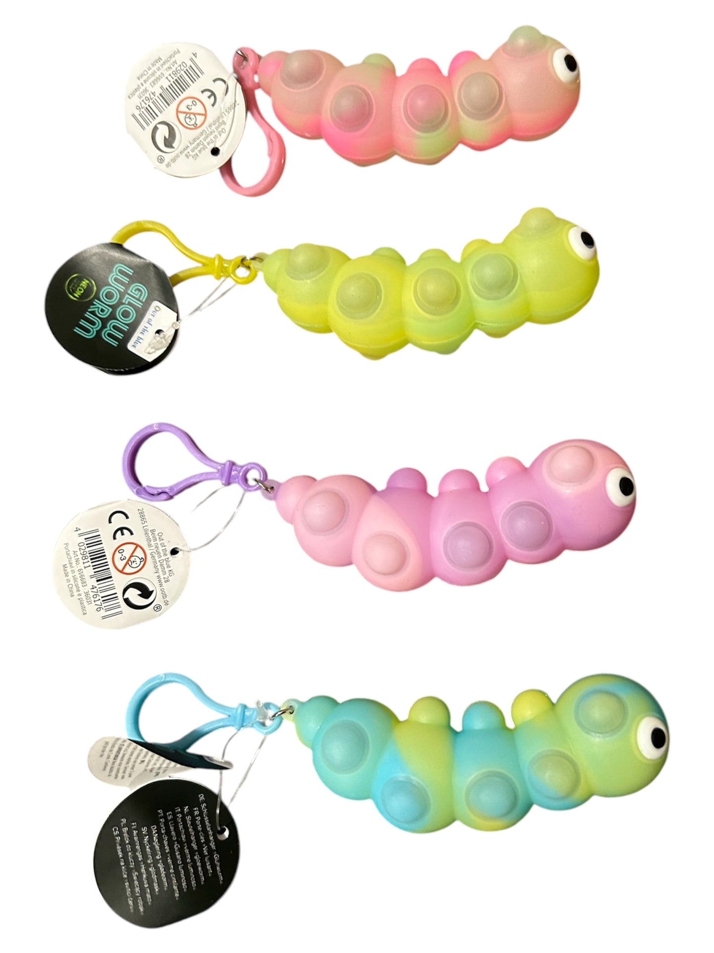 Glow in dark worm with key clip