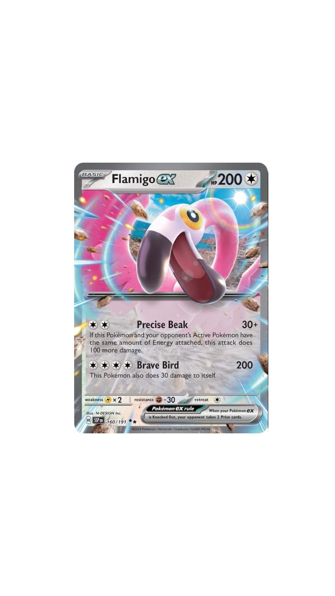 Pokémon Flamigo EX card 160/191 SSP