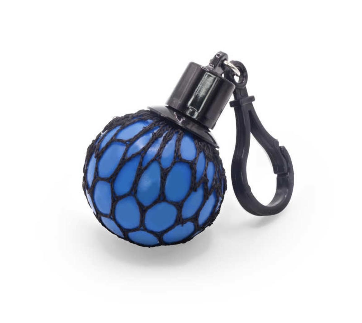 Squishy mesh ball with keychain