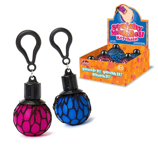 Squishy mesh ball with keychain