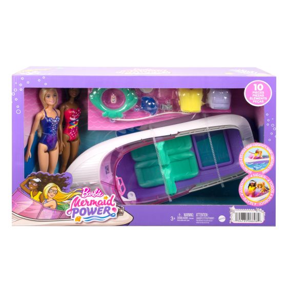 Barbie mermaid power boat with dolls