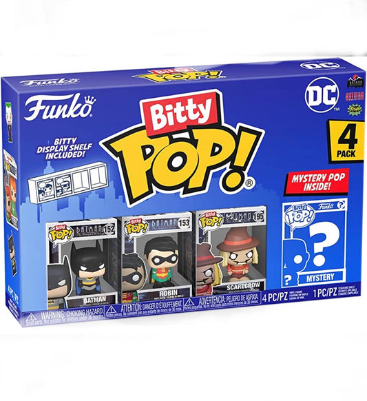 funko bitty pop batman, robin and scarecrow