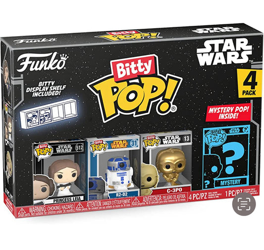 funko bitty pop princess leia, r2-d2 and c3po