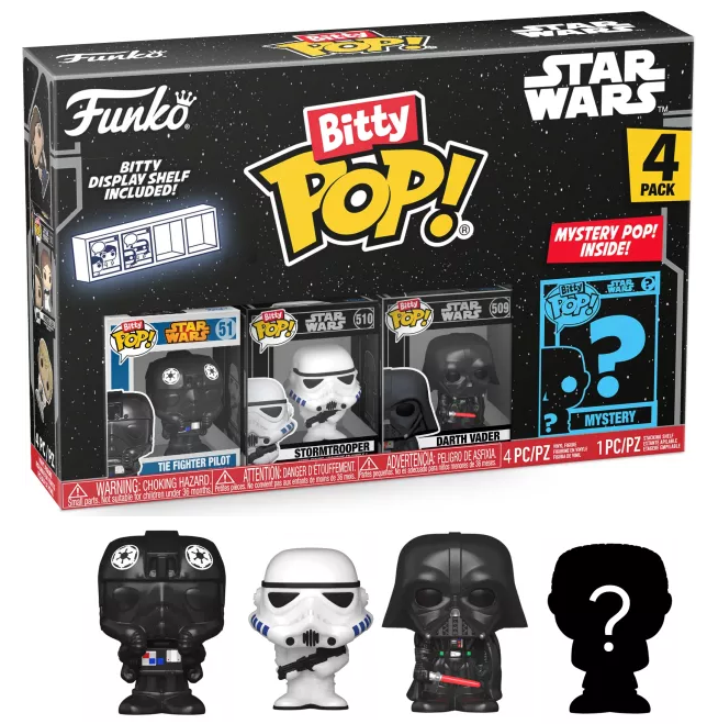 funko bitty pop darth vader storm trooper and fighter pilot