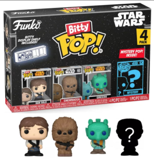 funko bitty pop hans solo chewbacca and greddo